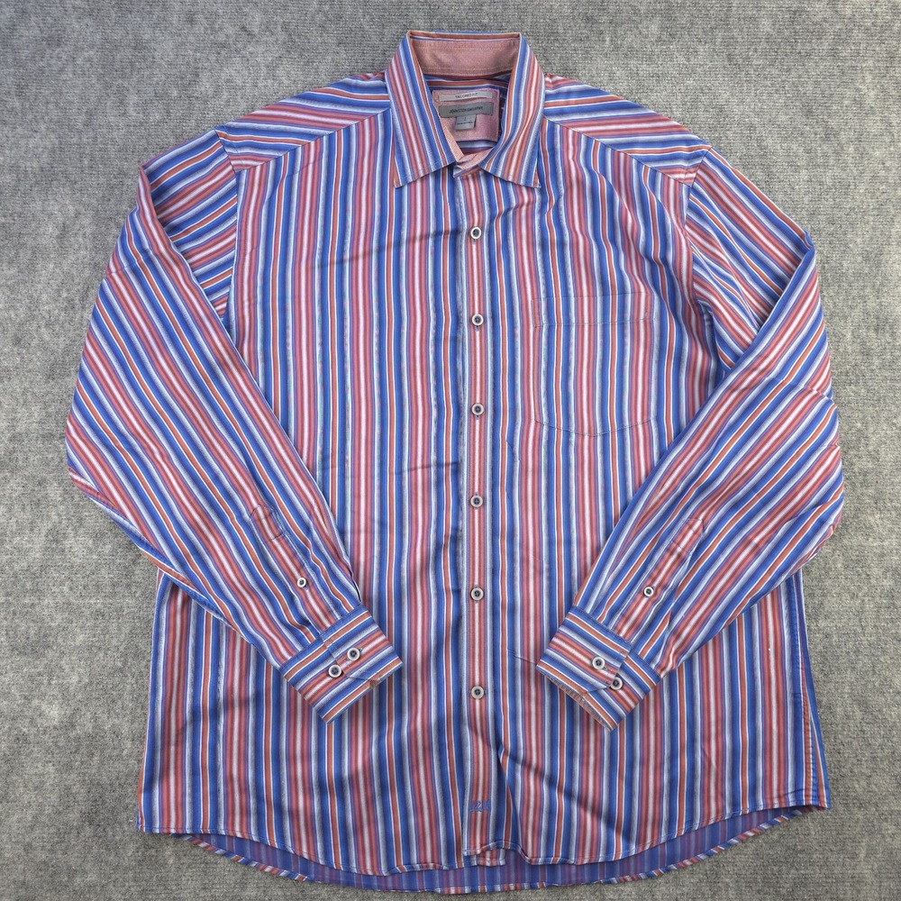 Johnston Murphy Shirt Large Tailored Fit Long Sleeve Button Up Multicolor - Picture 1 of 8